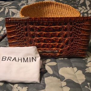 Brahmin Brown Crocodile Embossed Clutch